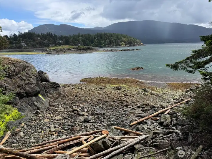 The beach on the south side is private and offers up great views across East Sound, Indian Island, Buck Mountain and Mt Constitution. Swim to Indian Island as the locals enjoy doing in the spring and summer months.