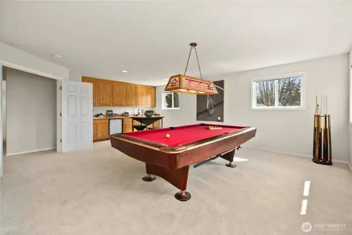 Enough space for pool table and sitting area!