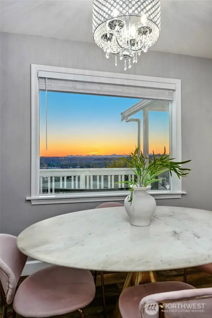 View from dining room at sunset