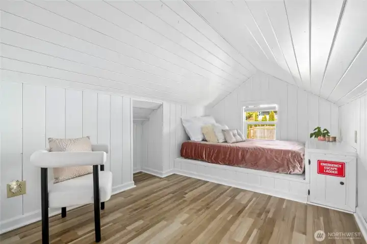 third bedroom on second floor with built in bed