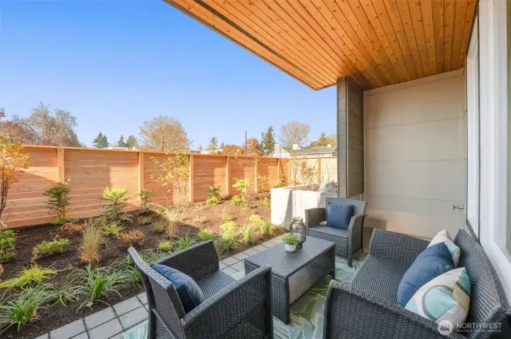 Offering a relaxing ground level spot to relax and garden