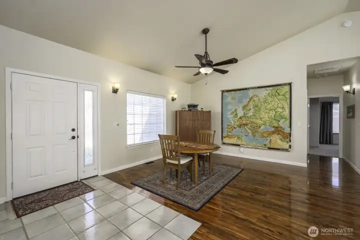 Dining area located off entry way