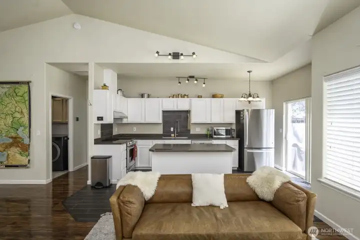 Modern light fixtures and cabinetry