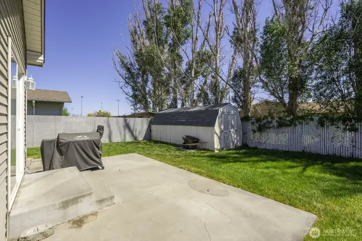 Step out onto the oversized back patio