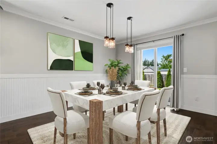 This dining room looks so charming, bathed in bright sunlight. Delicious food and wonderful company! This dining room looks so charming, bathed in bright sunlight. Delicious food and wonderful company!