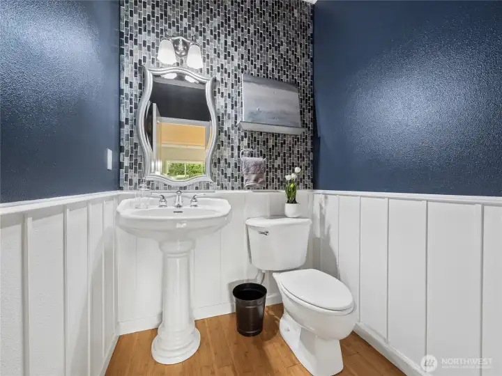 Elegant powder room for guests. Elegant powder room for guests.