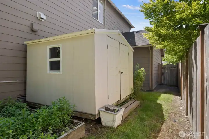 Storage and garden space.