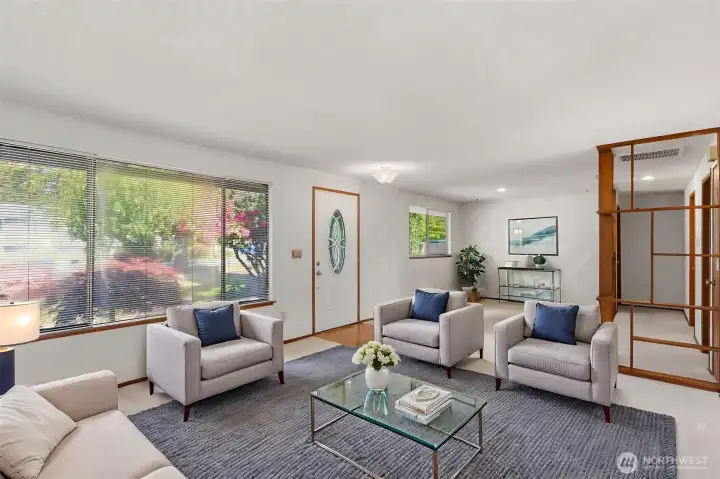The living room shown here vitutally staged.
