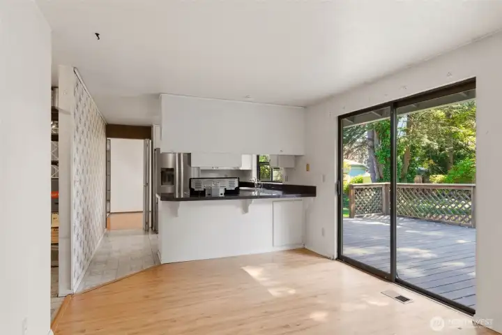 The family room has a large sliding glass door to access the fabulous backyard!