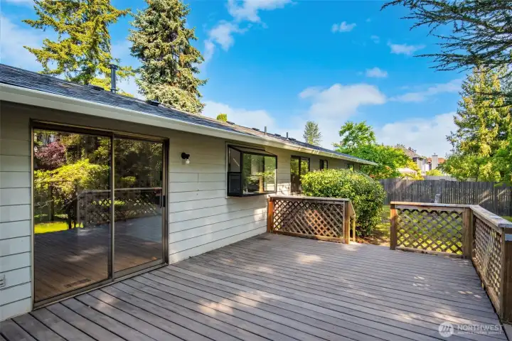 Venture out the sliding door to the lovely deck.