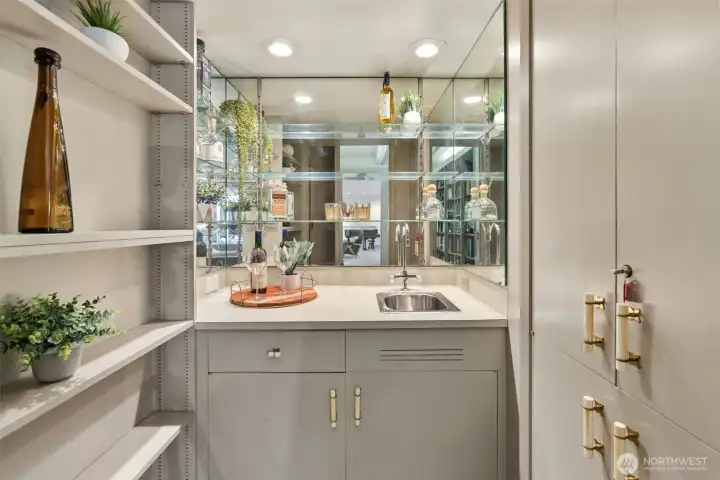 "Hidden Wet Bar" in Library / Den