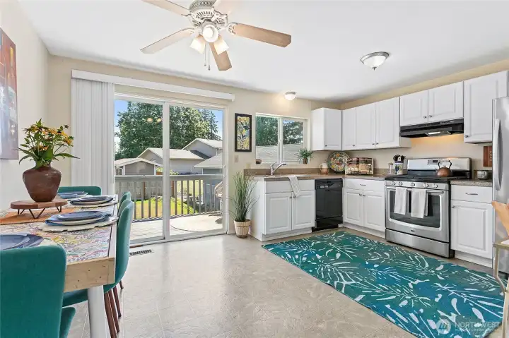 Functional kitchen with deck to backyard Functional kitchen with deck to backyard
