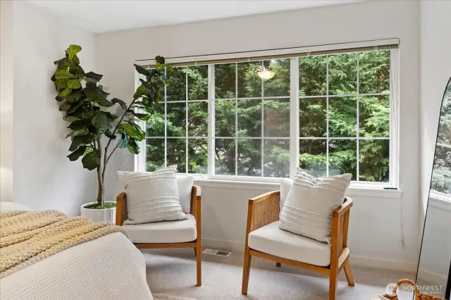 Enjoy views of the backyard from the Primary suite. Your own private oasis awaits.