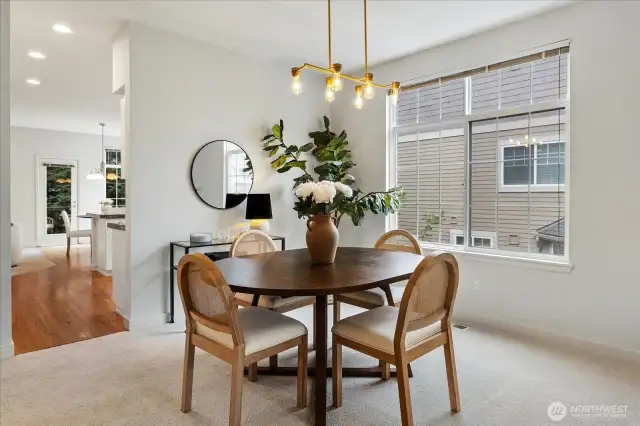 Beautiful and elegant formal dining space with an exquisite and sophisticated chandelier.