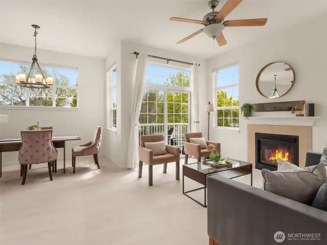 High ceilings and an open concept layout