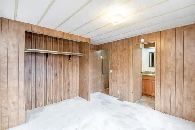 Primary Bedroom on one side of the house with it's own attached bathroom!
