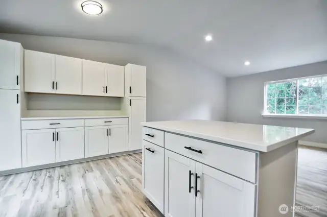 Island and abundance of cabinets for storage