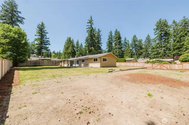 View of backyard and cleared side yard