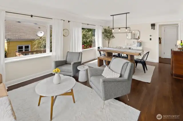 The living room is open to the dining room.
