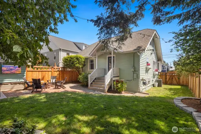 There is a good-sized side yard on the west side of the house.