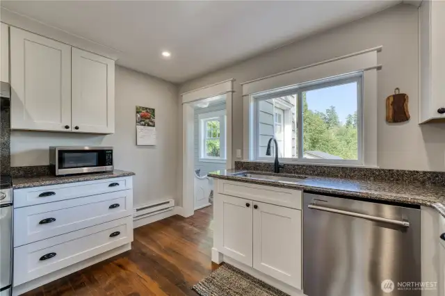 You have a great view of the pasture from the sink to keep an eye on your four-legged friends.