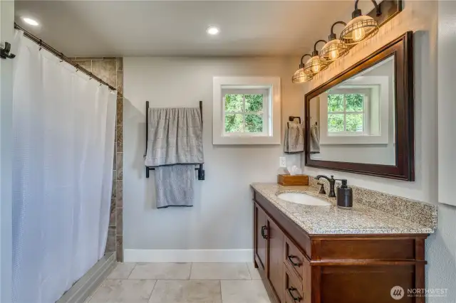 The large shower in the primary bath, the towel racks are heated, that is a nice feature.