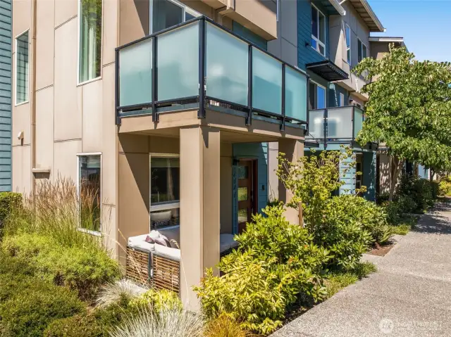 Premium, corner unit with large, shaded patio off front door
