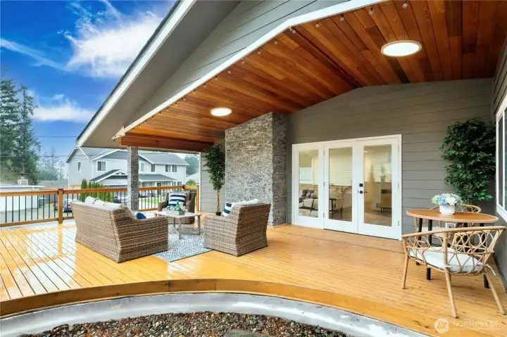 Covered cedar deck