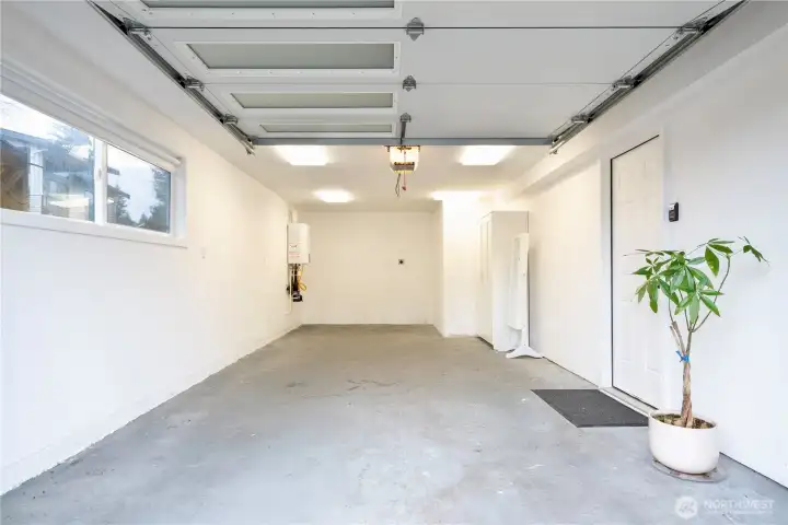 Extra large garage with EV charger