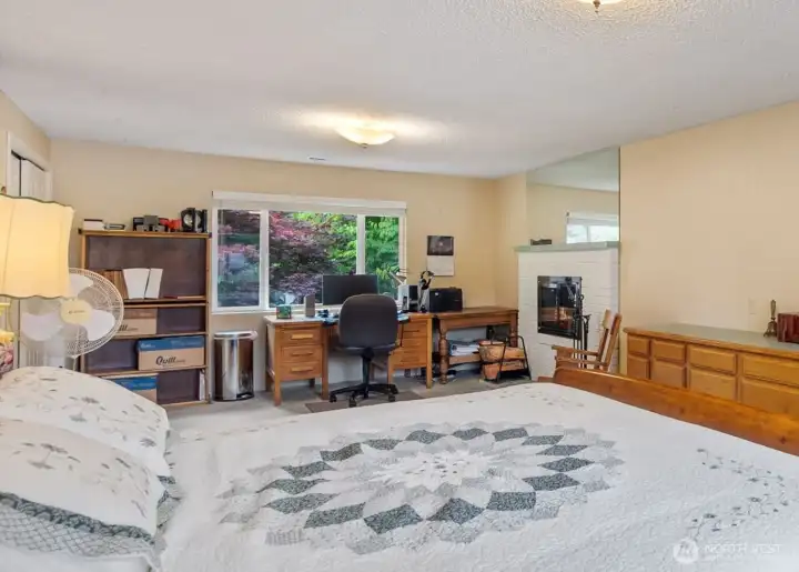 Fireplace and room for office or seating area