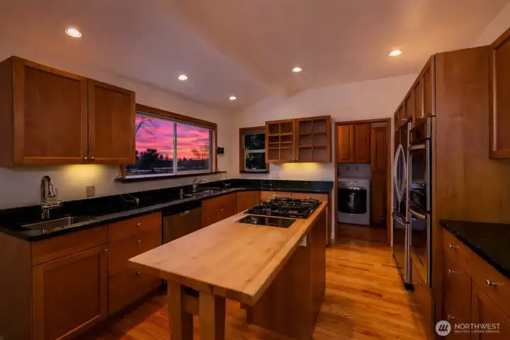 Fully remodeled, granite countertops, butcher block island and gas cooktop.