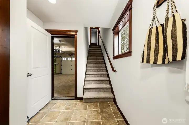 Entry has extra width for coats/shoed and a drop spot.