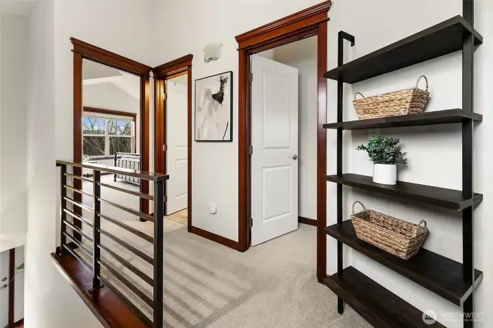 Upstairs hallway between the 2 bedrooms.