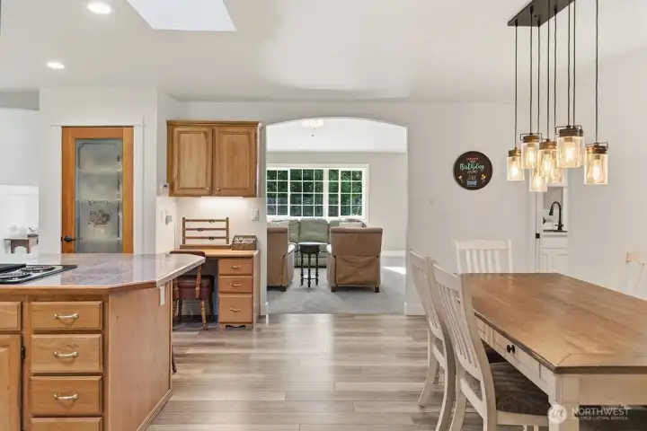 A view of the Dining Area, Kitchen and to the Great Room. In kitchen desk area and walk in pantry. A view of the Dining Area, Kitchen and to the Great Room. In kitchen desk area and walk in pantry.