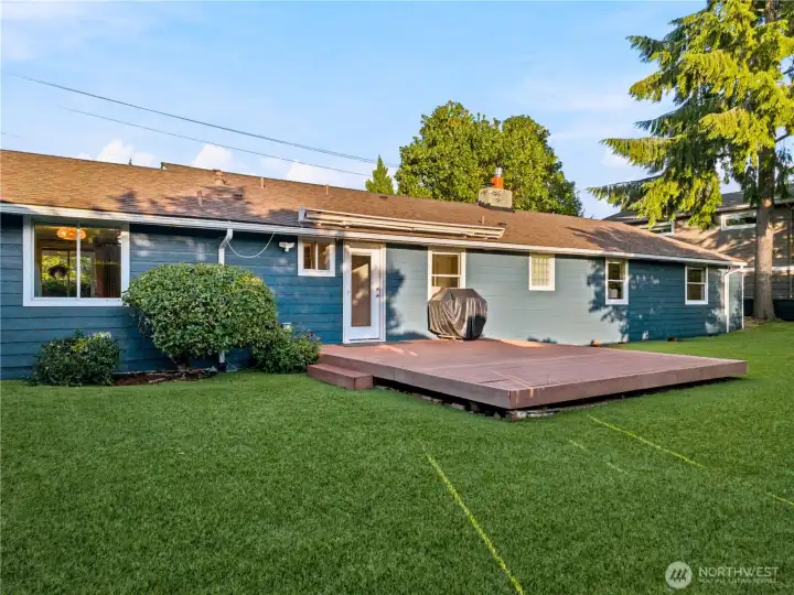 Huge yard with built-in grill