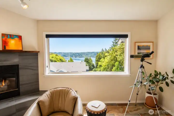 Sound views from the great room, capturing the beauty of the water beyond.