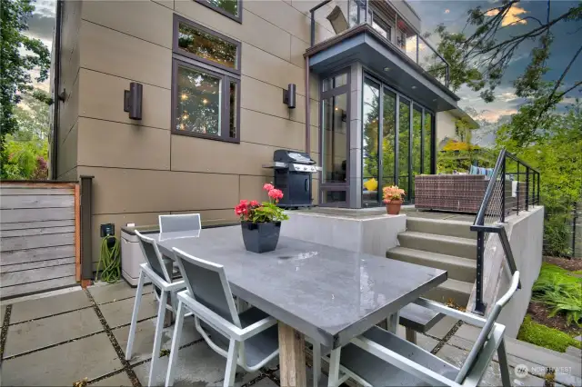 Lower patio expands your outdoor living.