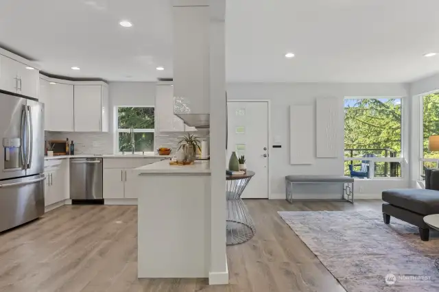 Flow easily from living to dining to the kitchen with the functional open floor plan.
