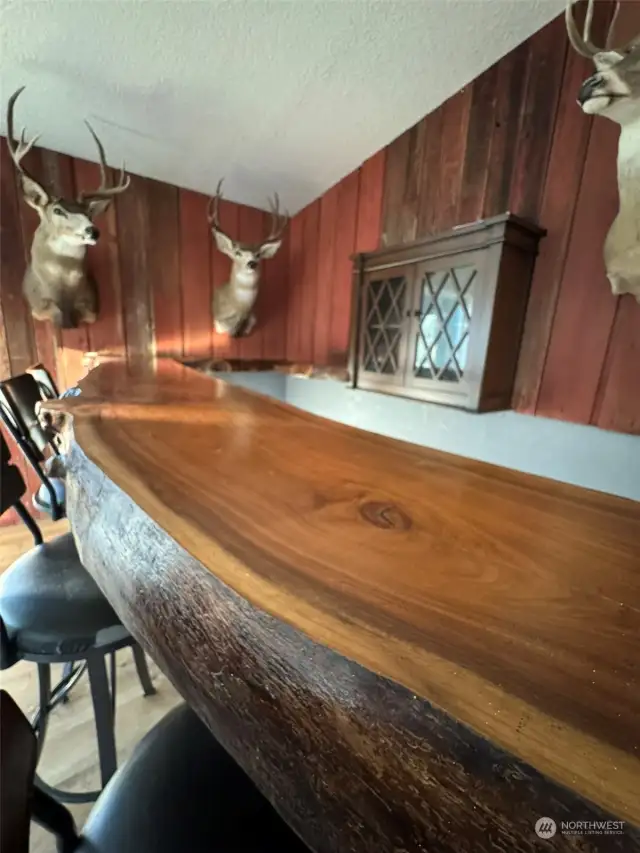 Beautiful custom solid wood bar top and accents