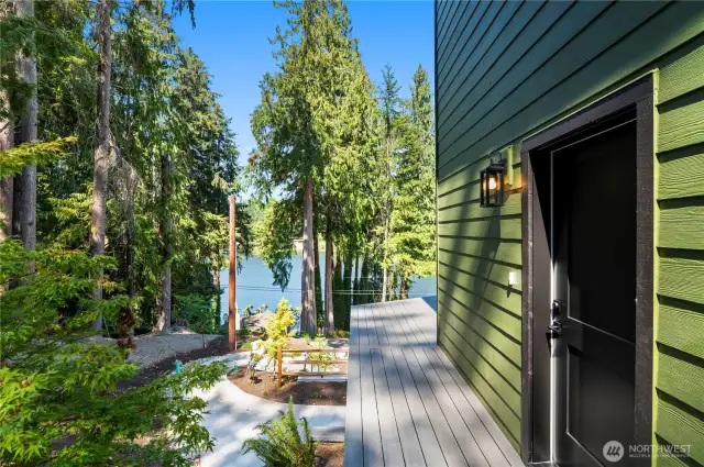 Construction is still being finished. This walk around deck will have attractive safety railings installed.