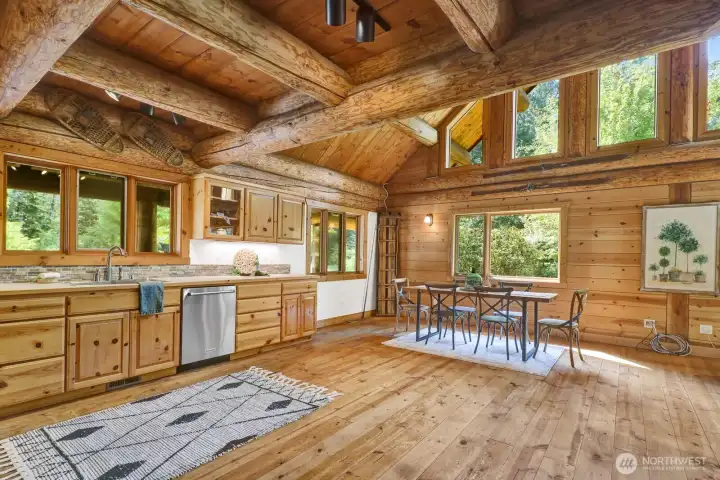 The kitchen is large and open...room for another table or the addition of a kitchen island