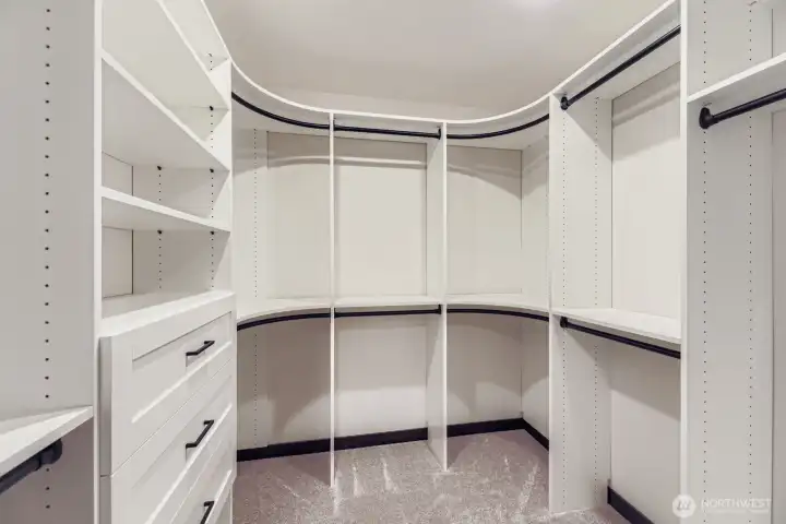 Spacious custom closet in primary suite