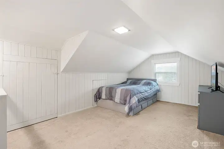 Another view of the extra finished room upstairs.   TONS of storage up here too!
