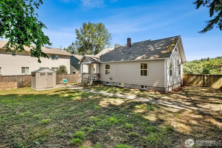 Fully fenced back yard is LARGE.