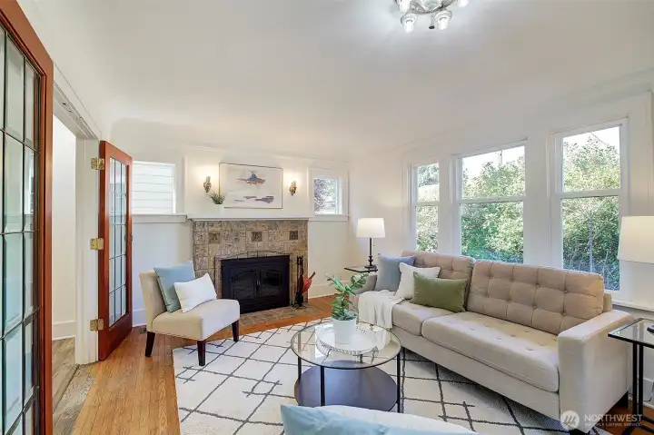 Cozy gas fireplace