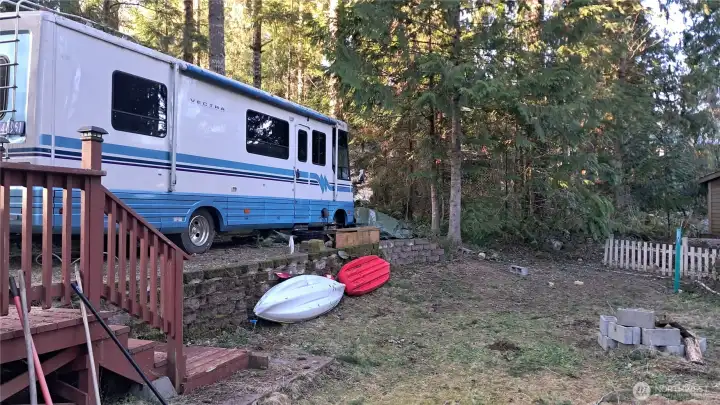 Terraced lot. Straight pull in and back out. Easy park