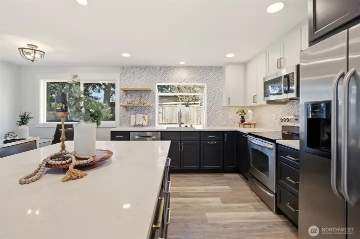 The kitchen is open and inviting so you can cook while still being part of everything happening around you.