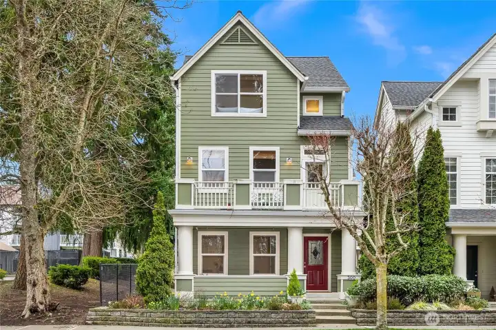 This beautiful townhome lives like a single family home downtown:   no shared walls with 3 bedrooms, 2.25 baths, 1738sf and a two-car garage.