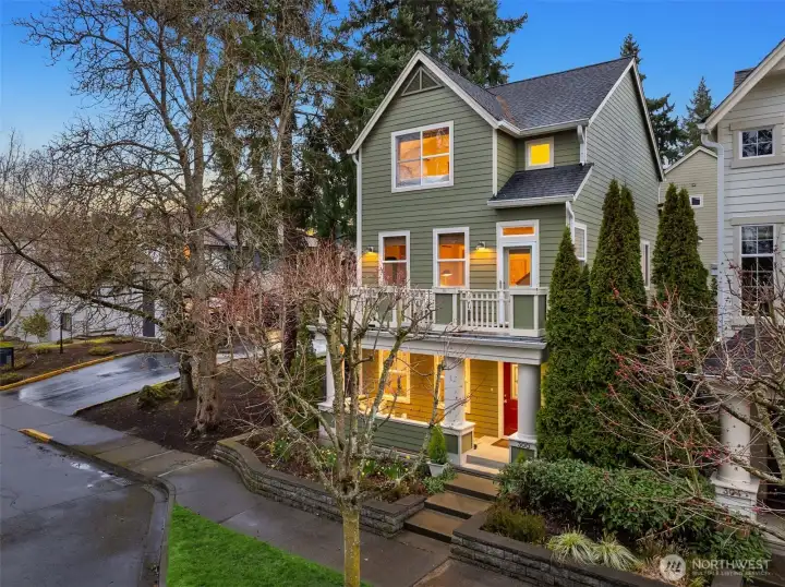 This beautiful townhome lives like a single family home downtown:   no shared walls with 2 bedrooms + den/office, 2.25 baths, 1738sf and a two-car garage.