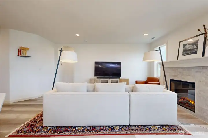 Living room view from kitchen/dining